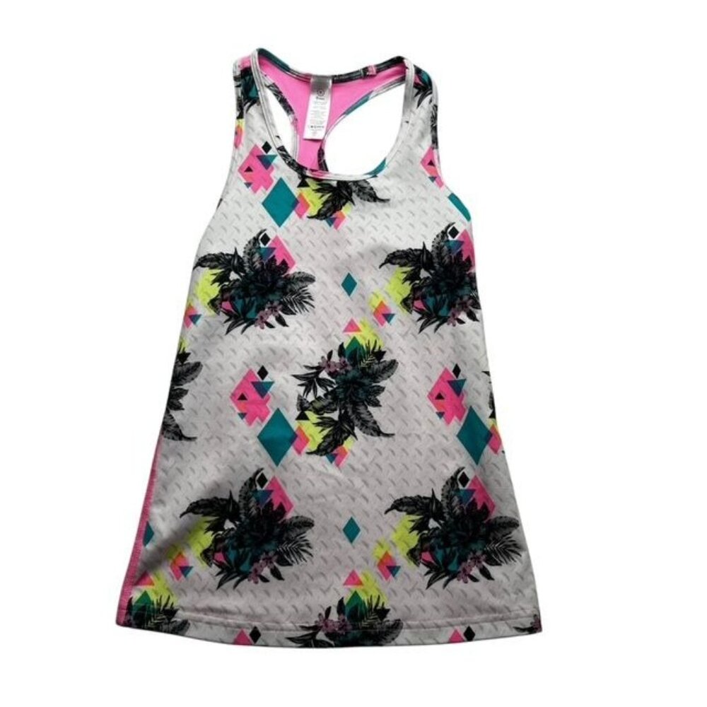 Ivivva Girls Racerback Tropical Print Activewear Tank Size 8